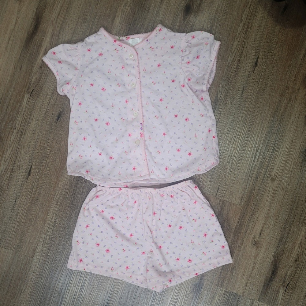 Carole's Kids Carole Hochman Pink Floral Pajama Set Shorts Top Girls Size 6 6X